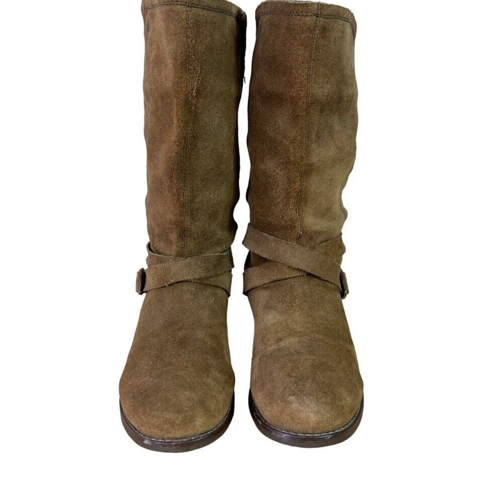OLUKAI Pa’ia Boots Women's Size 9 EU 39 Green Textile Suede Mid Calf Harness